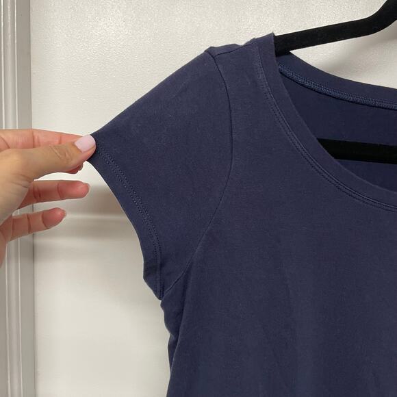 Eileen Fisher Women Navy Blue Cap Sleeve Tunic T-Shirt Dress Size Small Hi-Low - Picture 3 of 8